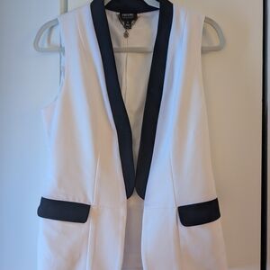 Nicole Women's Vest in White with Black Trim